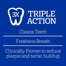 Triple Action dental chew icon panel with 3x and Cleans Teeth text