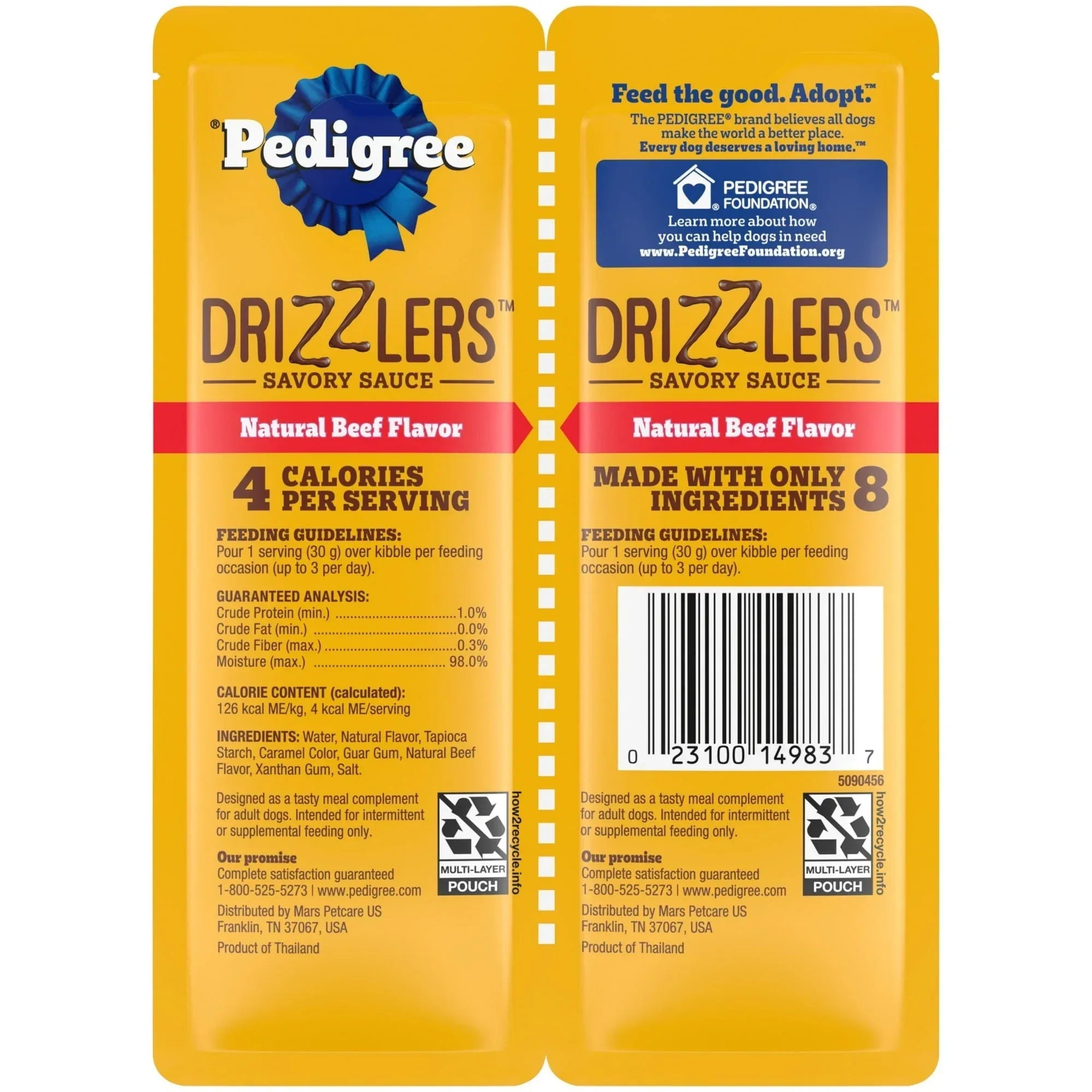 Pedigree Drizzlers Natural Flavor Savory Sauce Wet Dog, 2.1 Oz Twin Pouch (5 Pack)