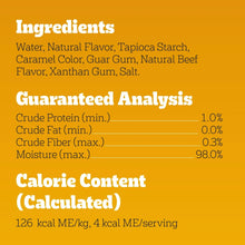 Drizzlers savory sauce ingredient list and guaranteed analysis text on the pouch
