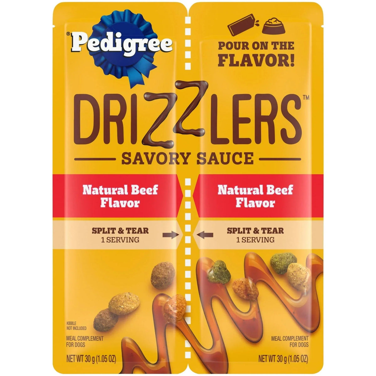 Pedigree Drizzlers Natural Flavor Savory Sauce Wet Dog, 2.1 Oz Twin Pouch (5 Pack)