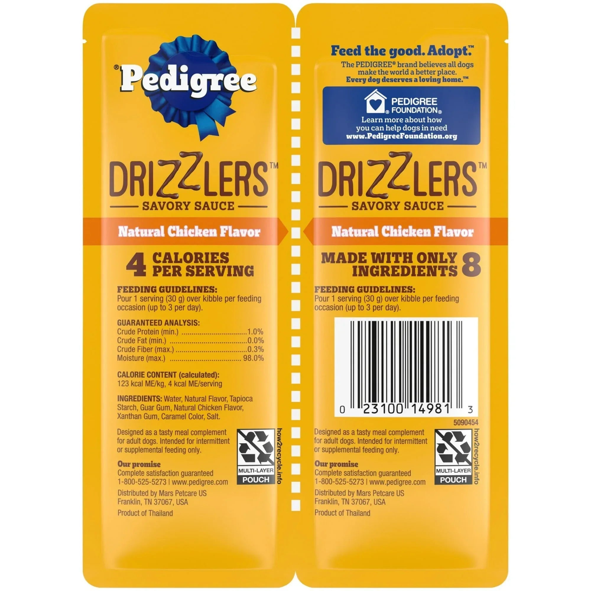 Pedigree Drizzlers Natural Flavor Savory Sauce Wet Dog, 2.1 Oz Twin Pouch (5 Pack)
