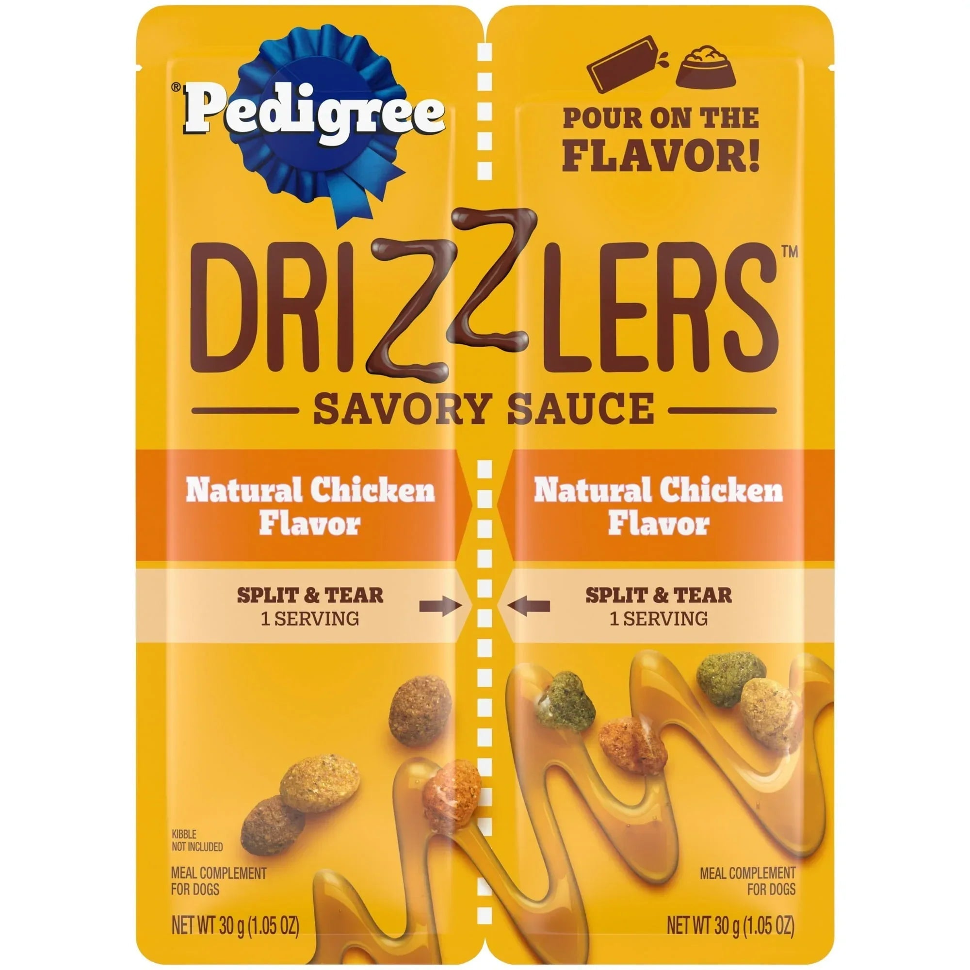 Pedigree Drizzlers Natural Flavor Savory Sauce Wet Dog, 2.1 Oz Twin Pouch (5 Pack)