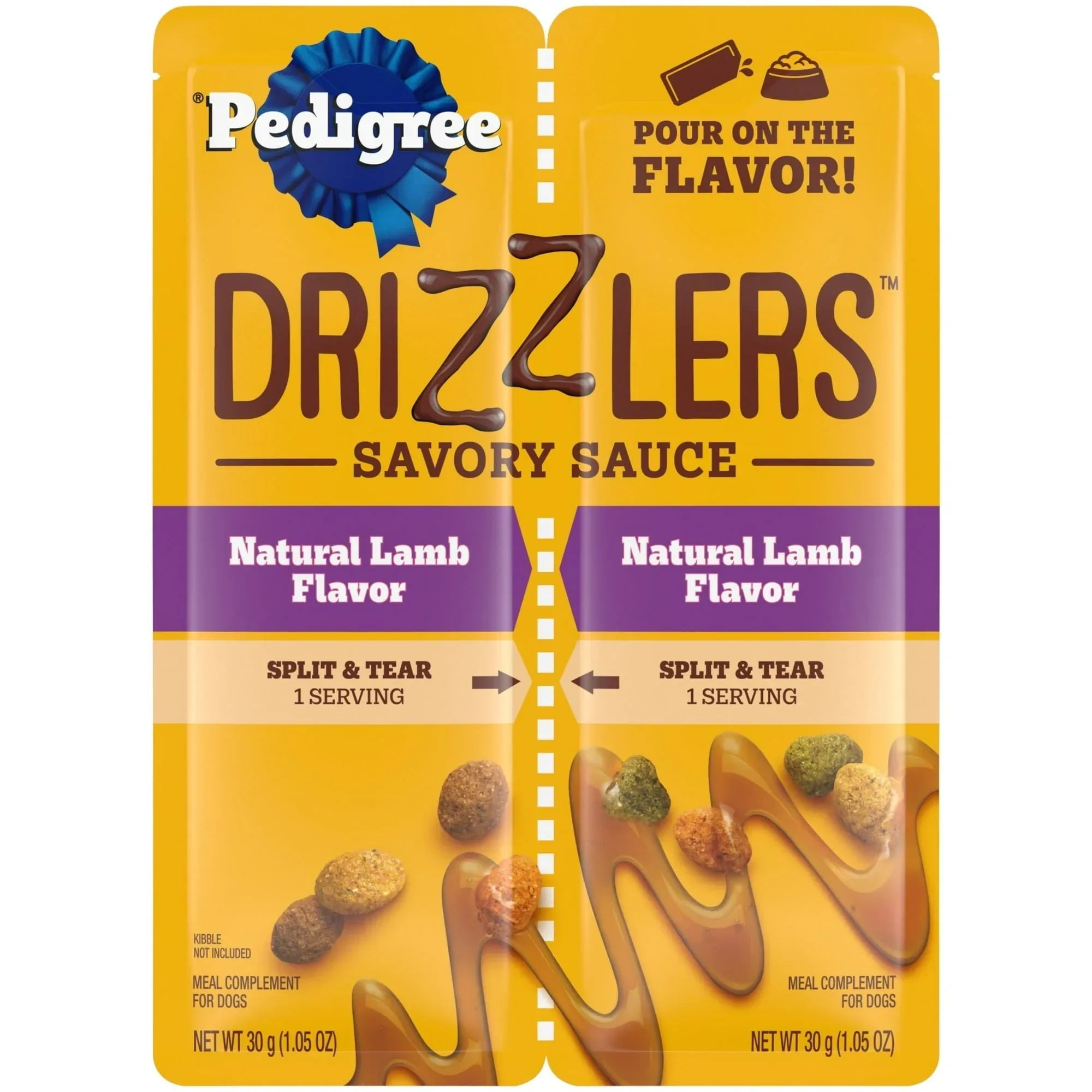 Pedigree Drizzlers Natural Flavor Savory Sauce Wet Dog, 2.1 Oz Twin Pouch (5 Pack)