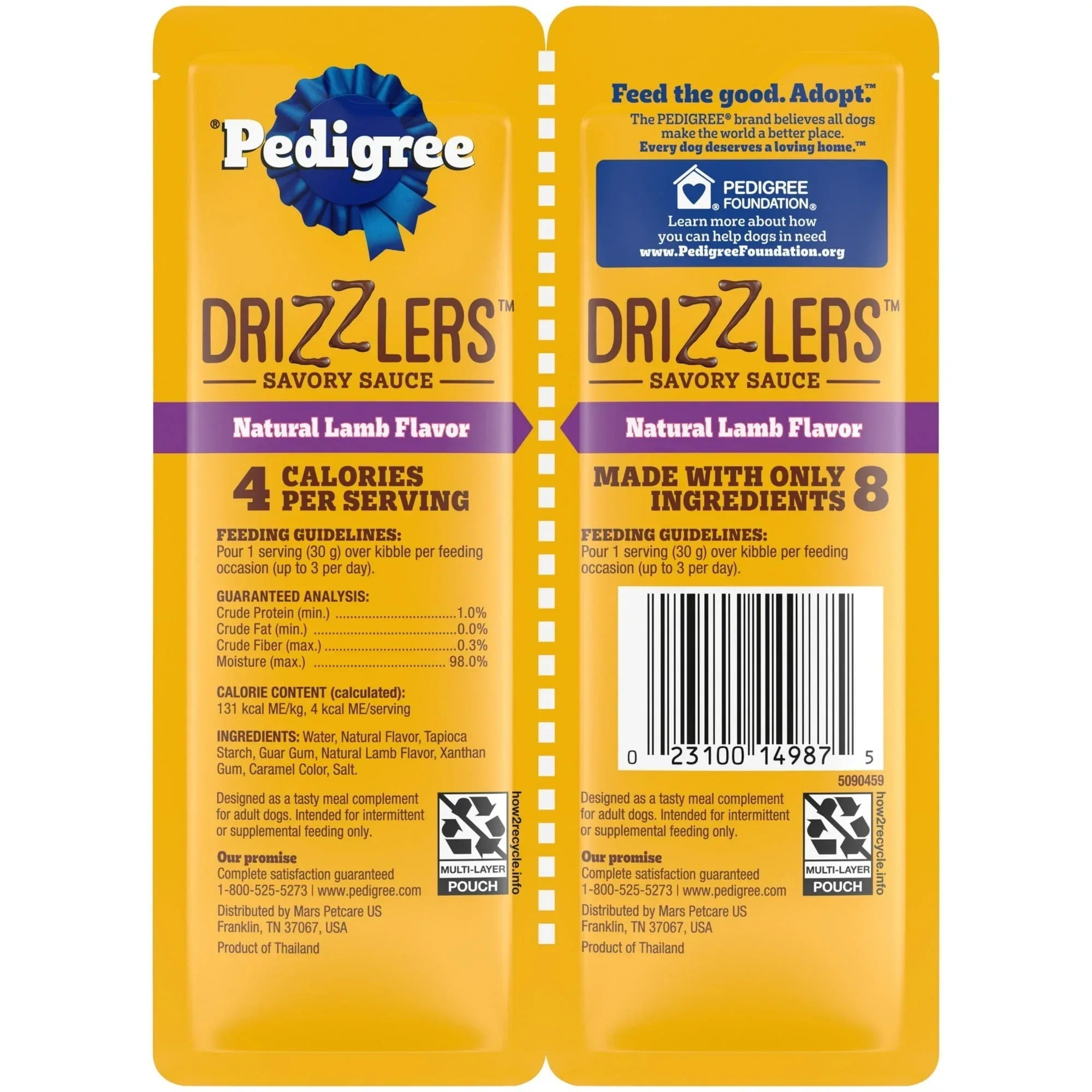 Pedigree Drizzlers Natural Flavor Savory Sauce Wet Dog, 2.1 Oz Twin Pouch (5 Pack)