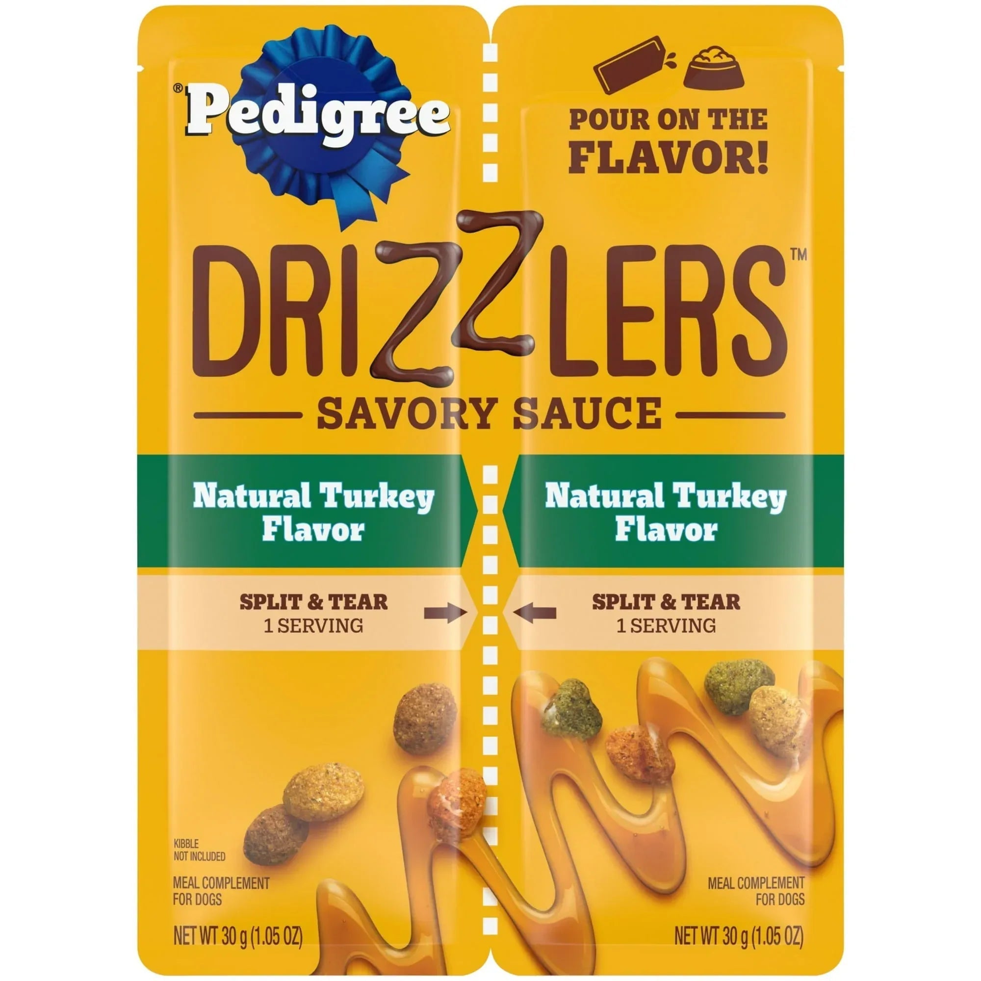 Pedigree Drizzlers Natural Flavor Savory Sauce Wet Dog, 2.1 Oz Twin Pouch (5 Pack)
