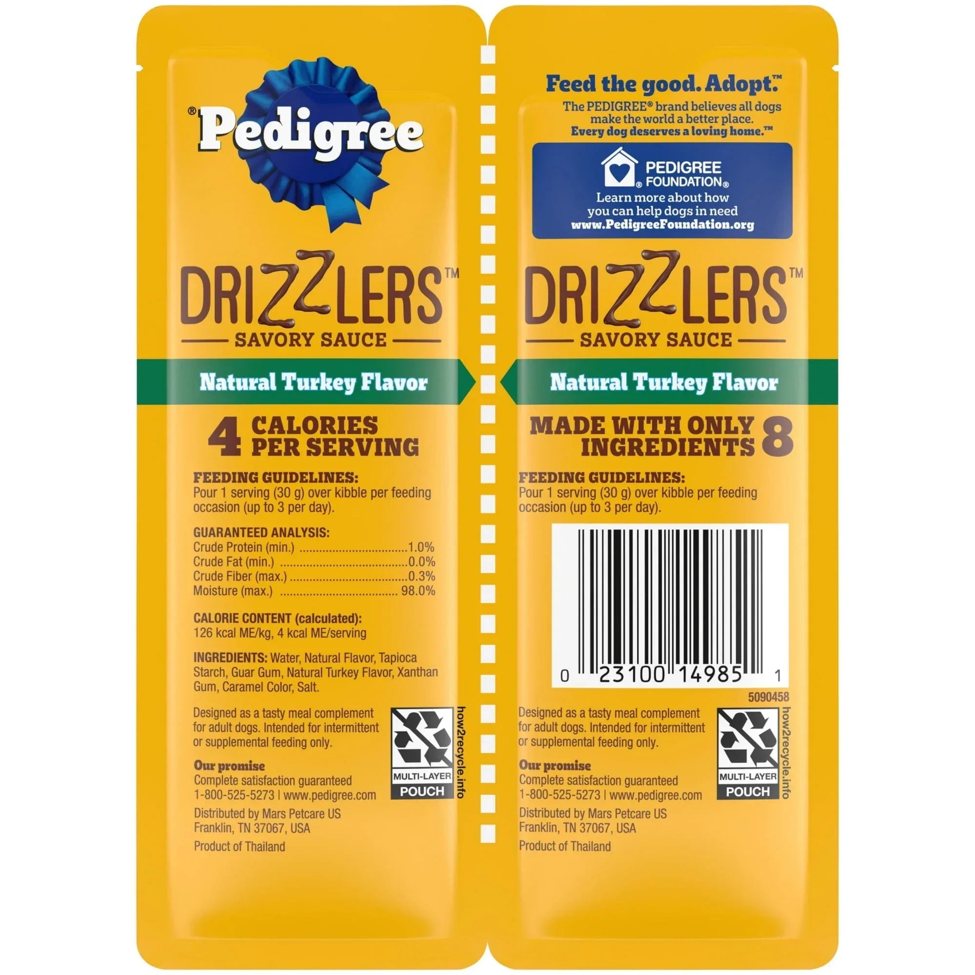 Pedigree Drizzlers Natural Flavor Savory Sauce Wet Dog, 2.1 Oz Twin Pouch (5 Pack)
