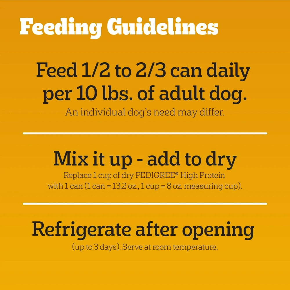Pedigree High Protein Beef Lamb & Chicken Turkey In Gravy Wet Food Variety Pack (12) 13.2 oz Cans - USA MEGA SHOP