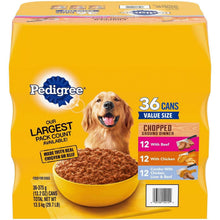Dog food variety pack case, Pedigree Chopped Ground Dinner, 36 cans, value size