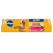 Pedigree chopped ground dinner wet dog food 12-can box with beef and chicken