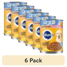 6 pack chopped ground dinner puppy wet food cans with chicken and beef