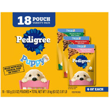 Pedigree puppy 18-count variety pack of wet dog food morsels in sauce in pouches