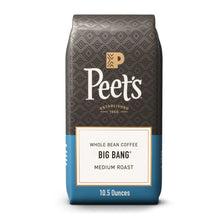 Peet's Big Bang medium roast whole bean coffee bag, 10.5 oz, dark brown/blue