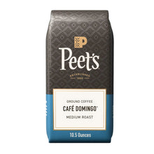 Peet's Cafe Domingo medium roast ground coffee bag, 10.5 oz, dark brown with label