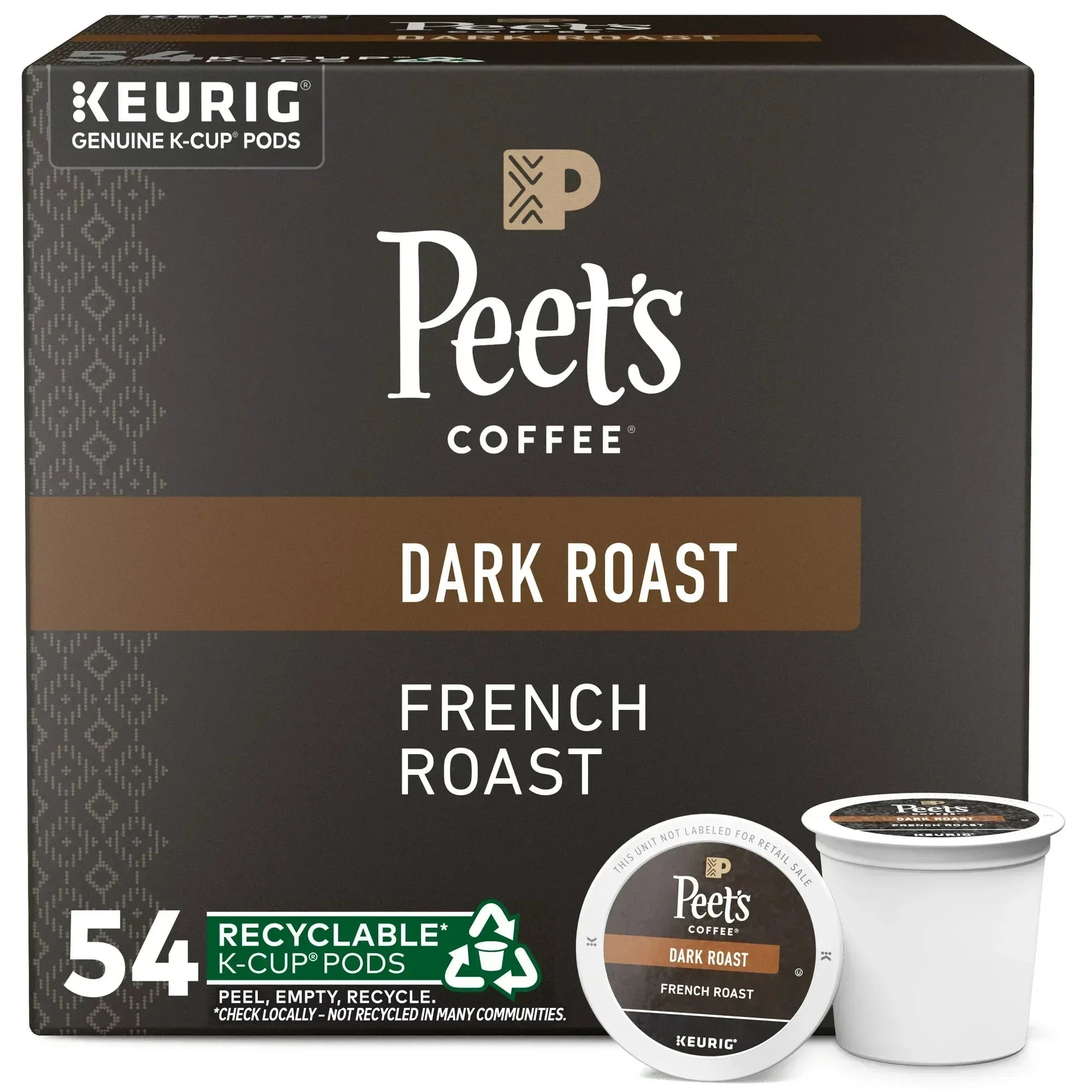 Peet's Coffee French Roast Premium Dark Roast Single Serve Coffee Pods, 22 Count
