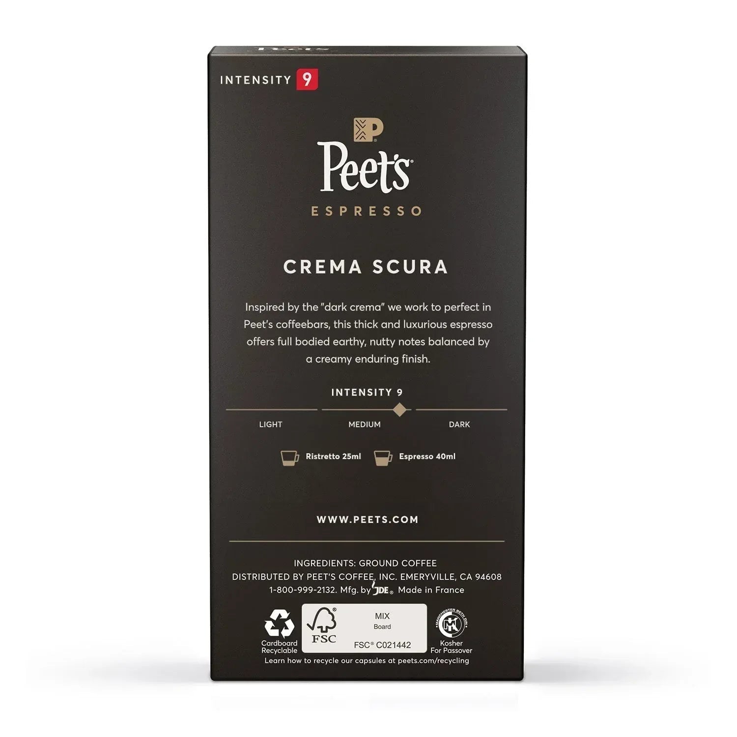 Peet's Coffee Crema Scura Intensity 9 Medium Roast Pods, 50 ct.