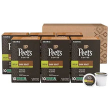 Peet's Coffee Decaf Dark Roast House Blend K-Cup pods multipack with boxes and cups