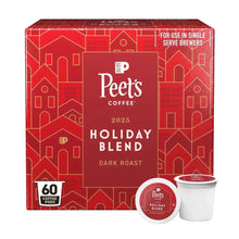 Peet's Holiday Blend dark roast coffee pods, 60-count box with pod cup
