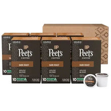 Peet's K-Cup coffee pods multipack with three dark roast house blend boxes and pod cup