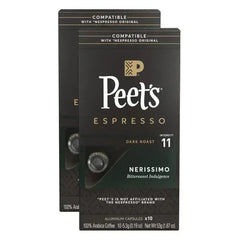 Peet's Coffee Nespresso Compatible Aluminum Capsules, 80-count
