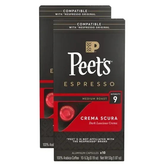 Peet's Coffee Nespresso Compatible Aluminum Capsules, 80-count