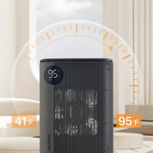 Black ceramic heater front grille with digital temperature display