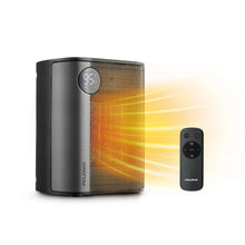 Black tabletop ceramic heater with digital display and remote control