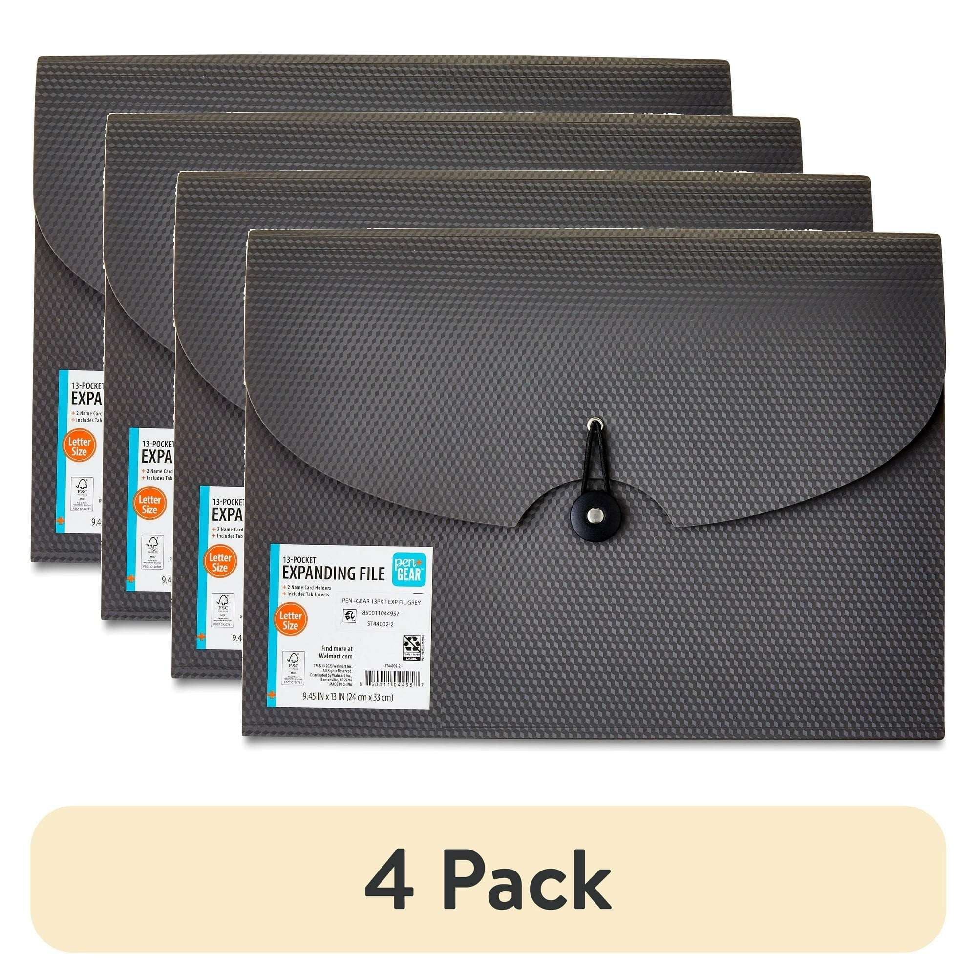 Pen+Gear 13-Pocket Letter-Size Expanding File Folder, Textured Gray