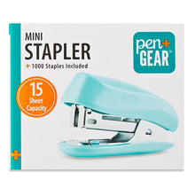 Pen+Gear mini stapler, blue, 15-sheet capacity with 1000 staples included (box)