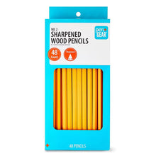 Yellow sharpened #2 wood pencils, 48-count, retail package with window