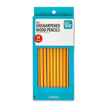 No. 2 unsharpened yellow wood pencil set, 24 count in retail box