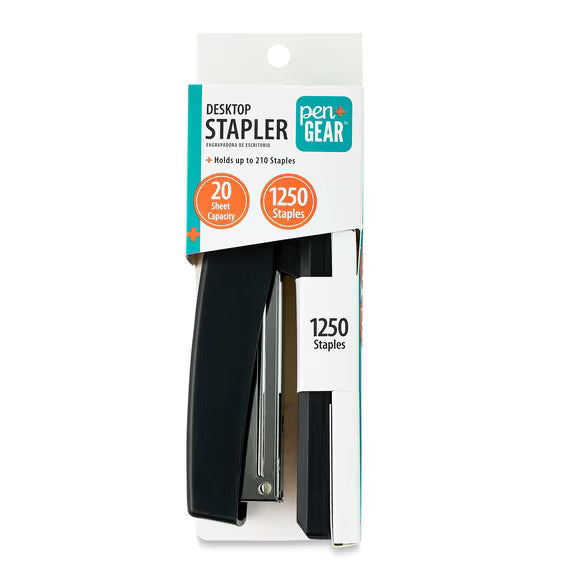 Pen + Gear 20-Sheet Desktop Stapler with 1250 Staples,Black,Manual