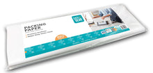 White packing paper sheets in plastic package with blue label