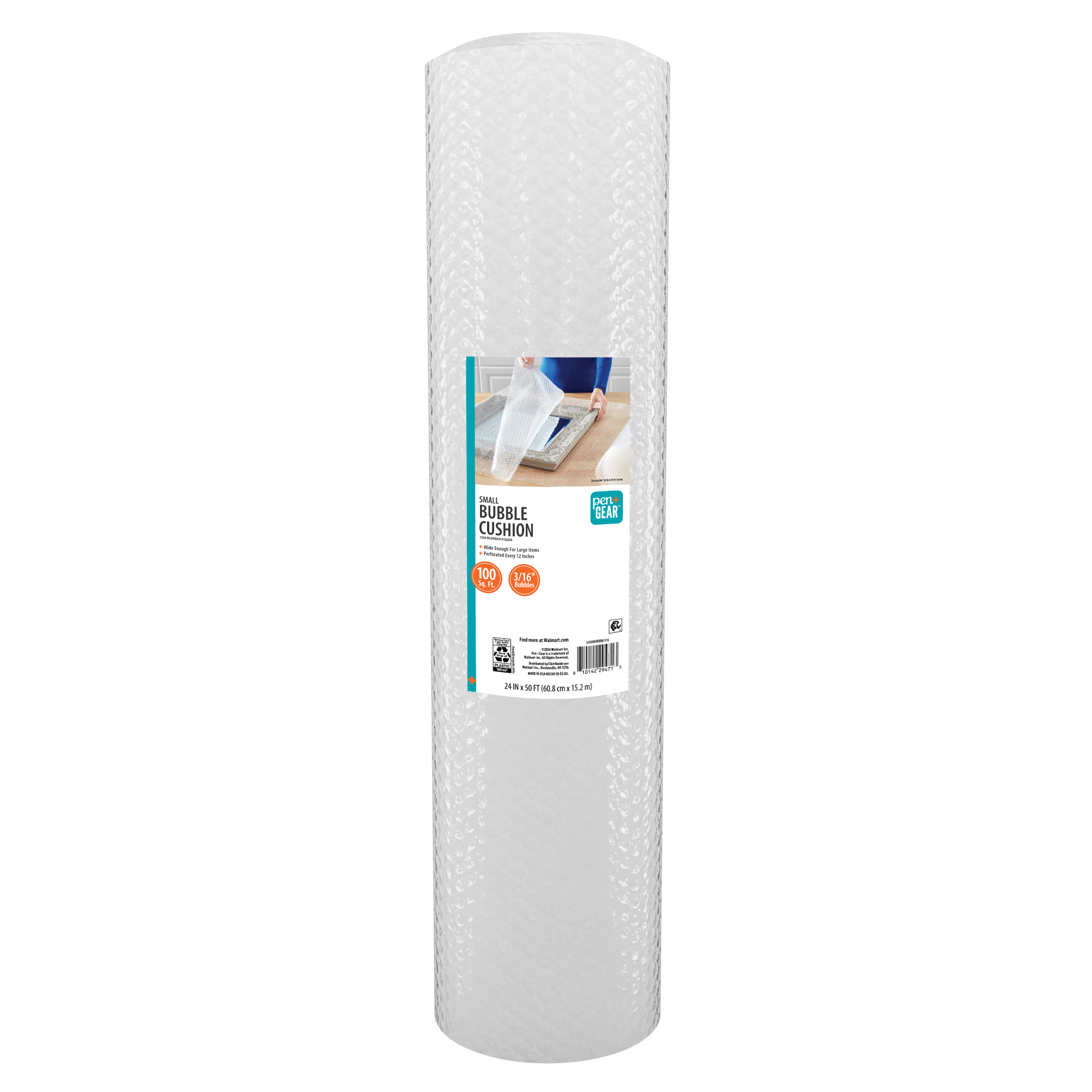 Pen + Gear 24" x 50' Bubble Wrap Roll with 3/16" Bubbles for Packing and Shipping