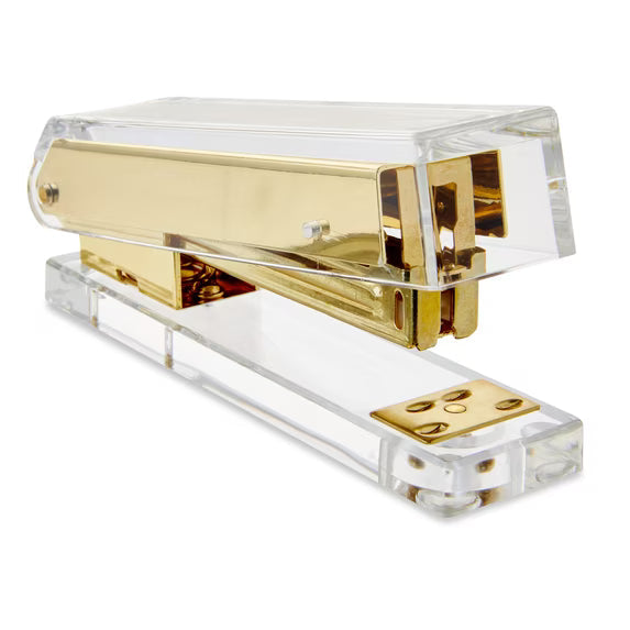 Pen+Gear Acrylic Stapler, Gold Color, 20 Sheet Capacity, Multi-Function Hand Stapler