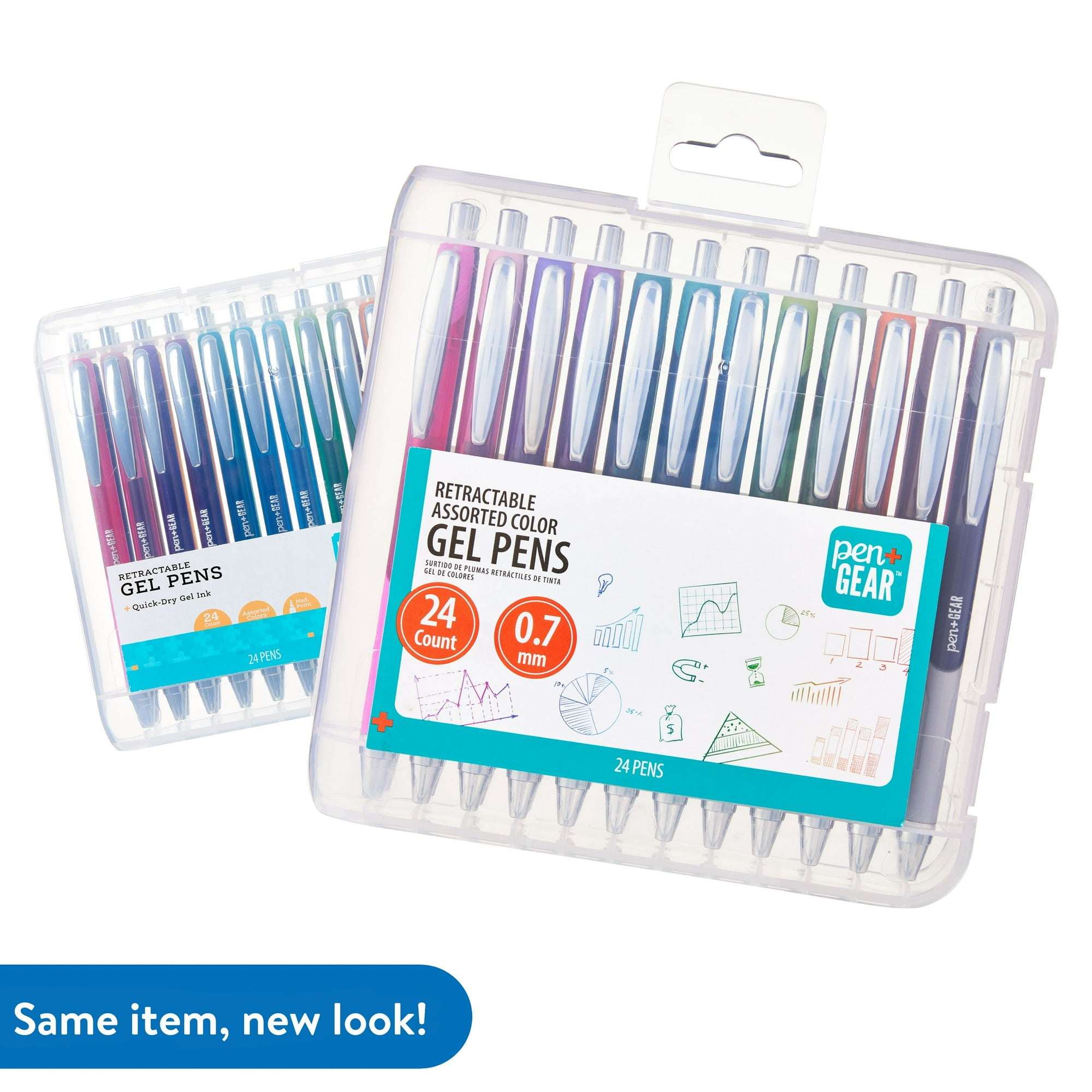 Pen+Gear Retractable Gel Pens, Medium Point, 0.7mm, Assorted Colors, 24 Count