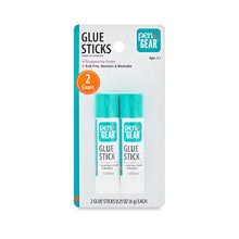 Pen+Gear school glue stick pack showing two teal-capped purple disappearing glue sticks