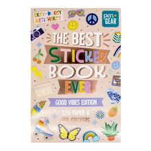 Good Vibes Edition sticker book cover with multicolored peace, smiley and foil graphics
