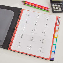 Open spiral poly organizer with black cover and paper insert pages