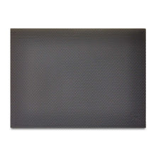 Textured gray file folder front panel with curved flap and snap button closure.