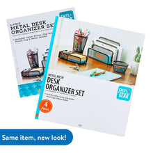 Pen+Gear metal desk organizer set packaging cards, black mesh, 4-piece