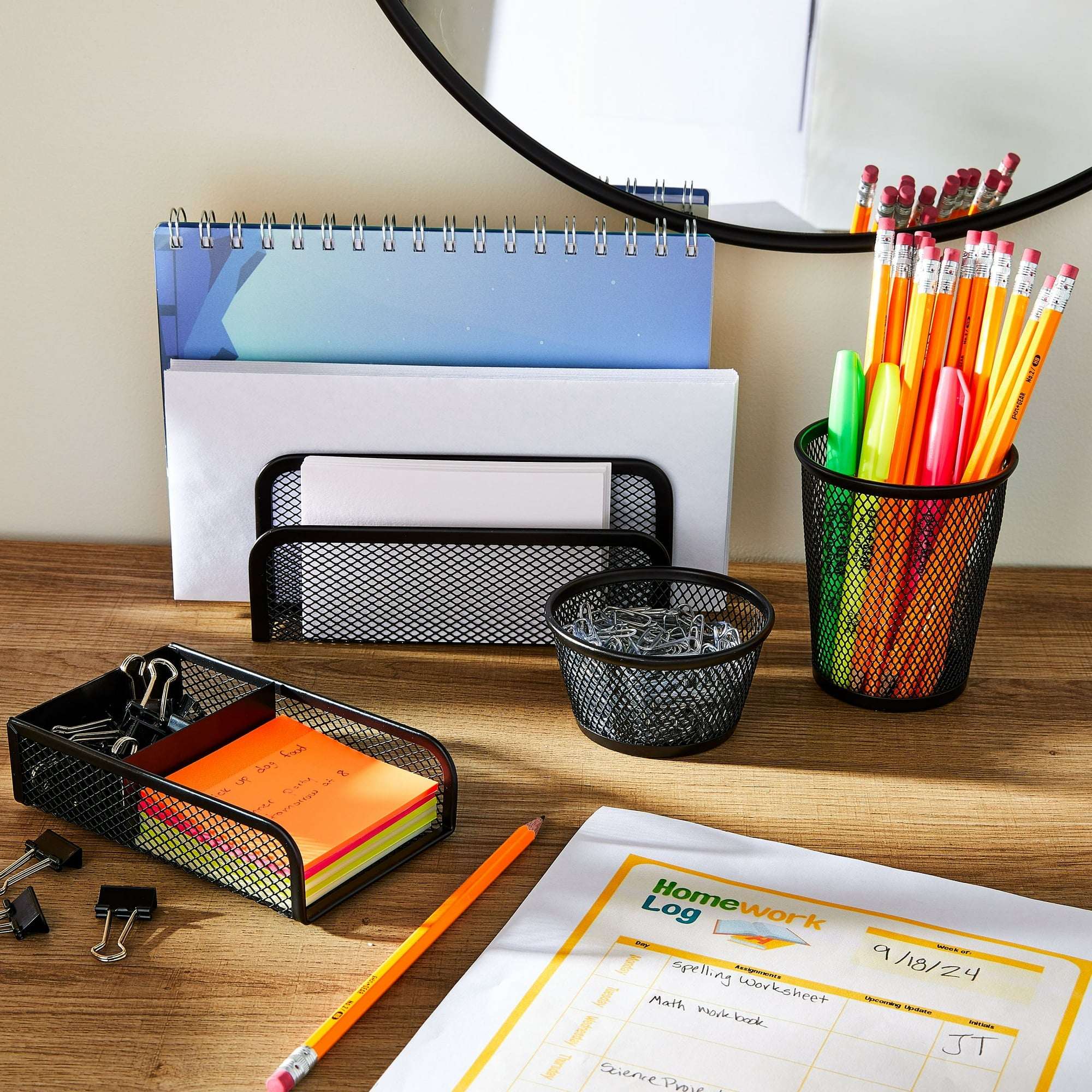 Pen+Gear 4-Piece Metal Desk Organizer Set, Black
