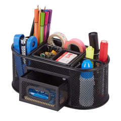 Pen+Gear Metal Mesh Desktop Organizer, 8 Compartments, Black