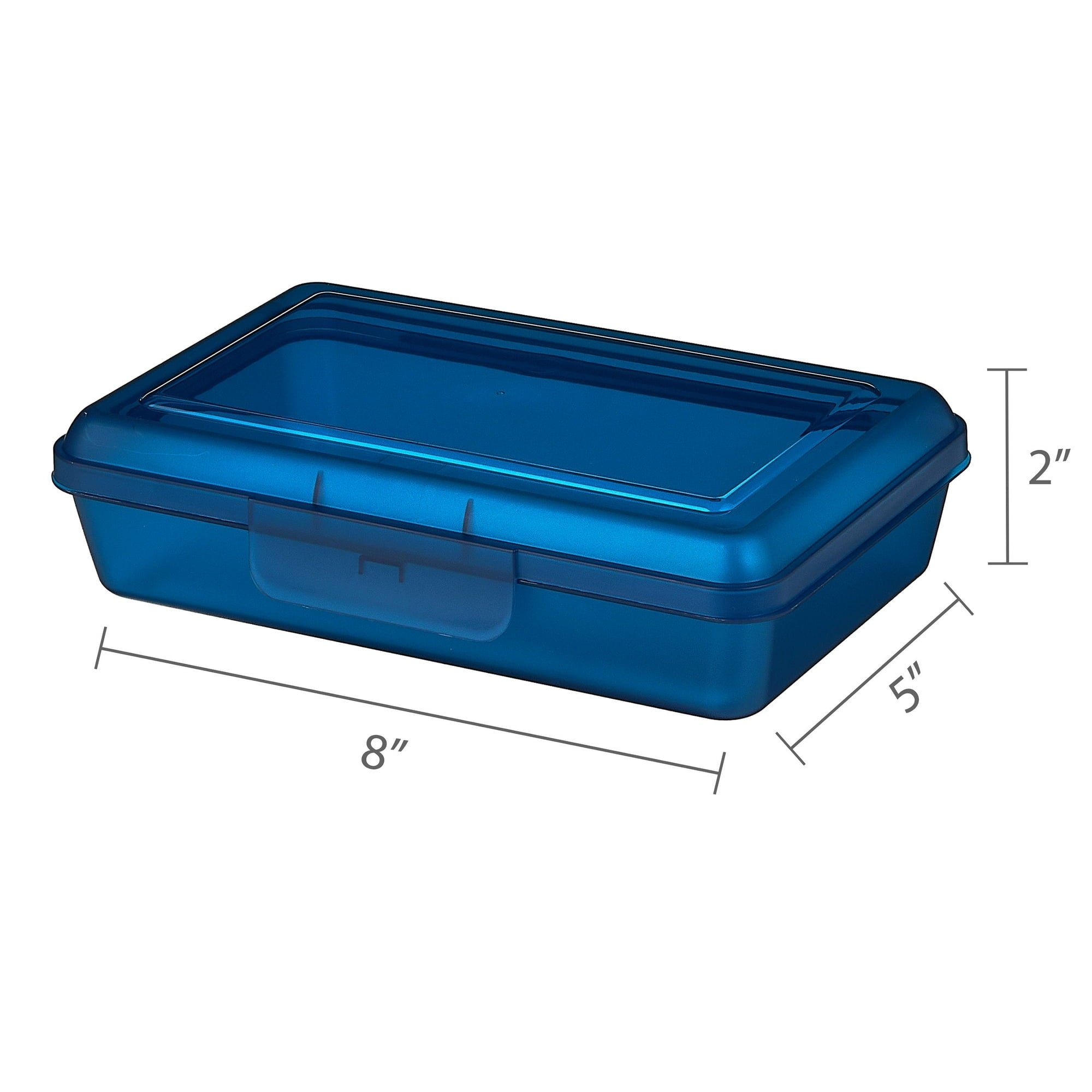 Pen+Gear Lightweight Plastic Pencil Box with Snap-on Lid, Translucent Sapphire Blue, 12-Pack