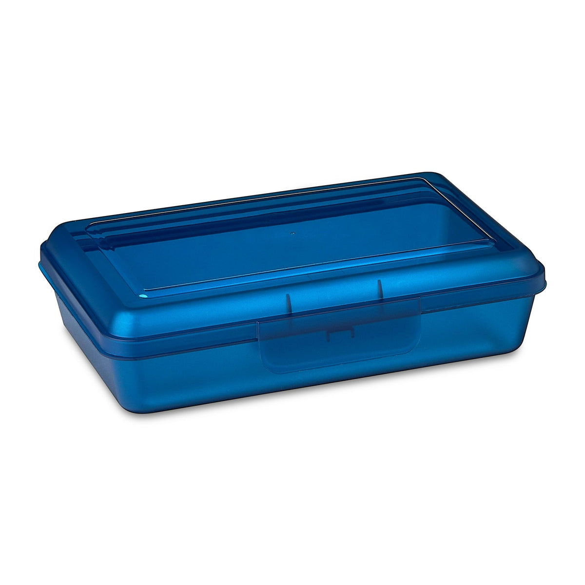 Pen+Gear Lightweight Plastic Pencil Box with Snap-on Lid, Translucent Sapphire Blue, 12-Pack