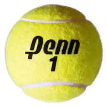 Penn tennis ball, yellow-green fuzzy with black Penn 1 logo