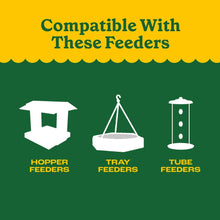 Compatibility graphic with hopper feeders tray feeders and tube feeders icons