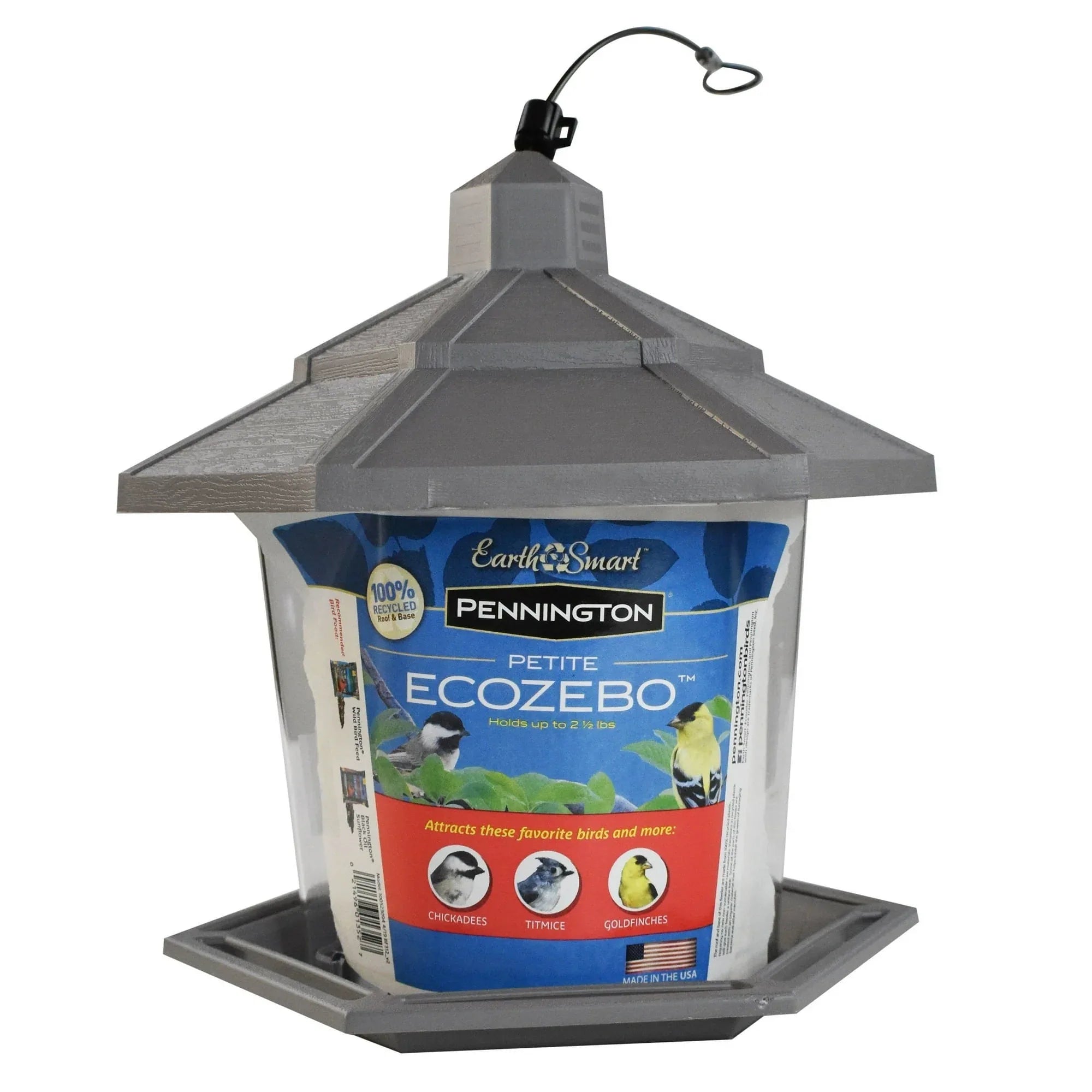 Pennington Earth Smart, Gray Plastic, Hopper Wild Bird Feeder, 2.5 lb. Capacity - USA MEGA SHOP