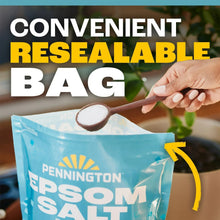 Pennington Epsom Salt bag held in a hand, resealable pack