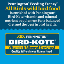 Wild bird seed mix bag panel featuring Pennington Bird-Kote vitamin and mineral enrich