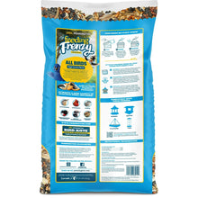 Wild bird seed mix bag back panel with feeding directions and nutrition information